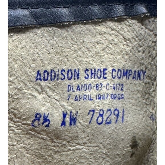 Addison Shoe Co. Black Leather Combat Boots Size 8.5 X-Wide Military Lace-Up Vtg - Picture 3 of 15